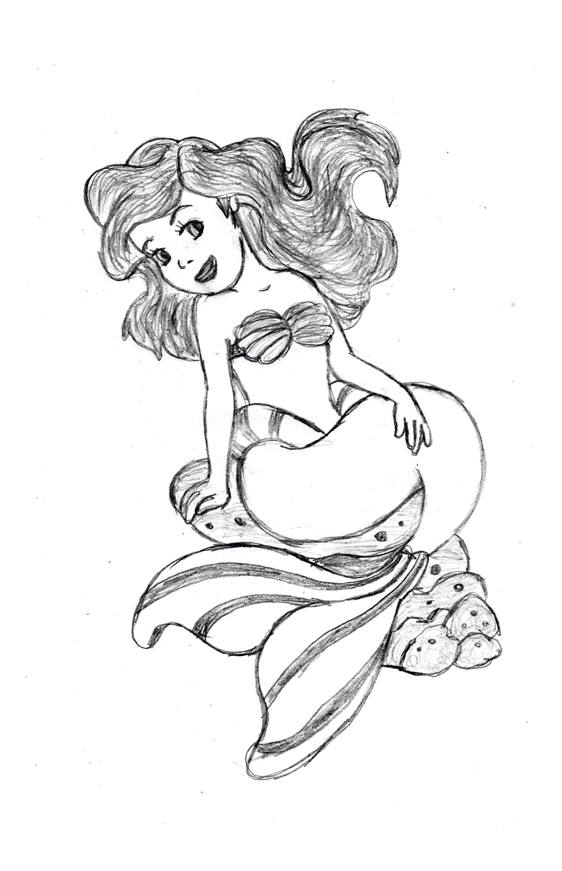 1929x2986 Ariel The Little Mermaid Step By Step Illustration Via Our Mobile - Ariel Little Mermaid Sketch
