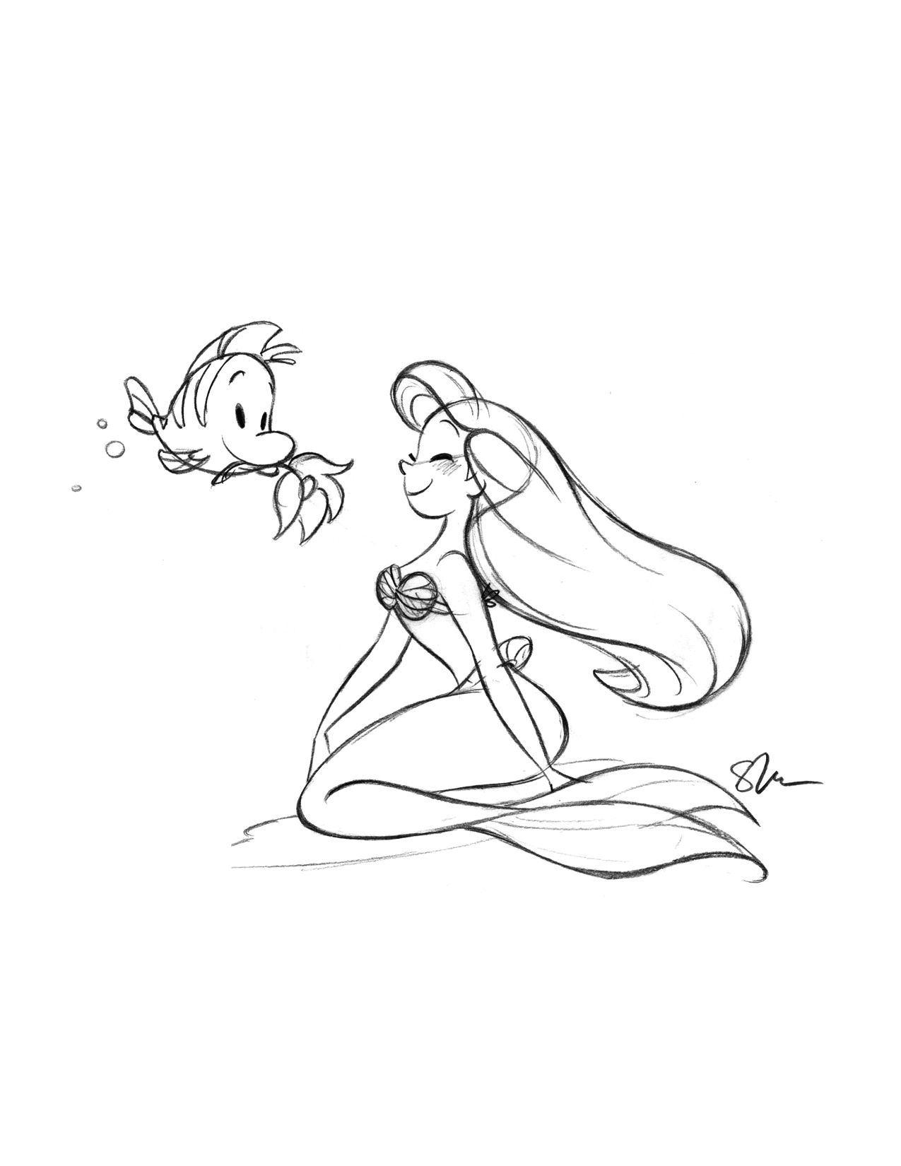 1275x1650 Update To My Post From Yesterday On The Disney Store - Ariel Mermaid Sketch