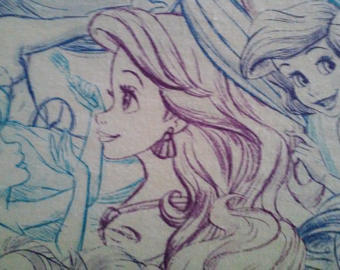 340x270 Ariel Bed Sheet Etsy - Ariel Sketch Bedding