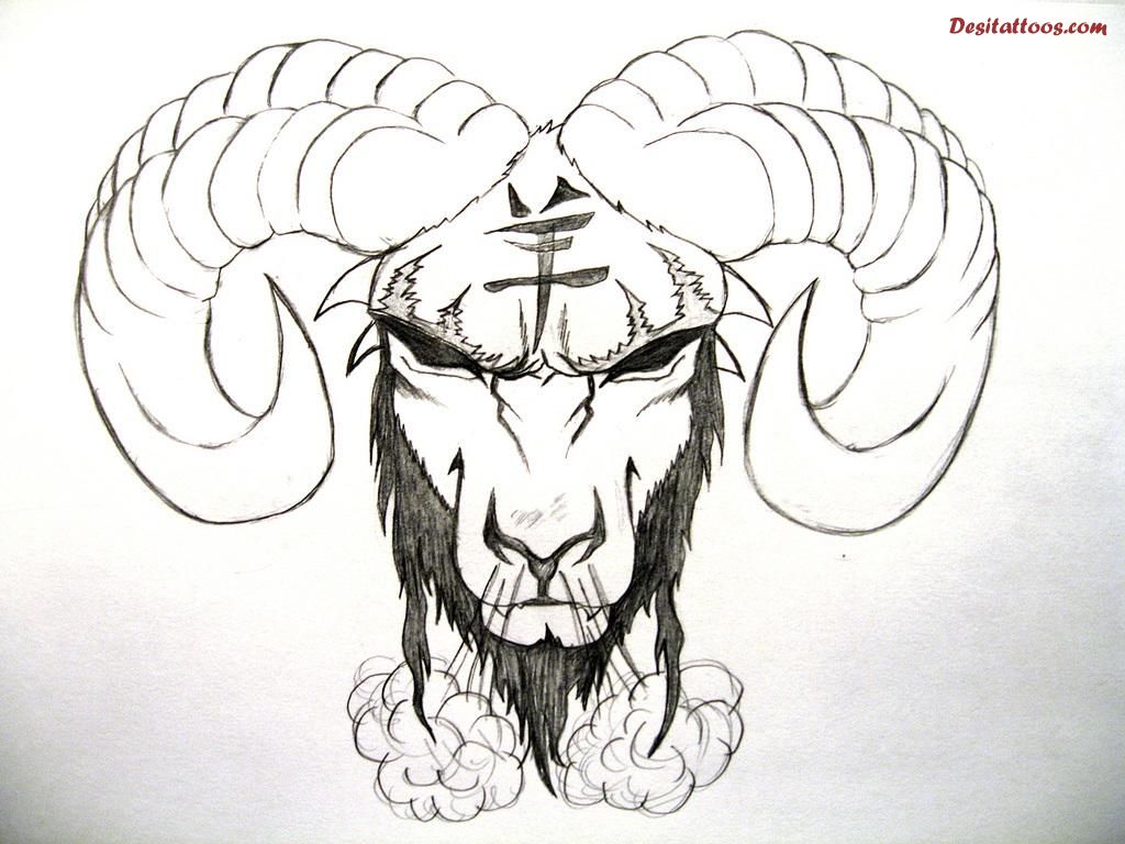 1024x768 Aries Zodiac Tattoo Sketch - Aries Sketch