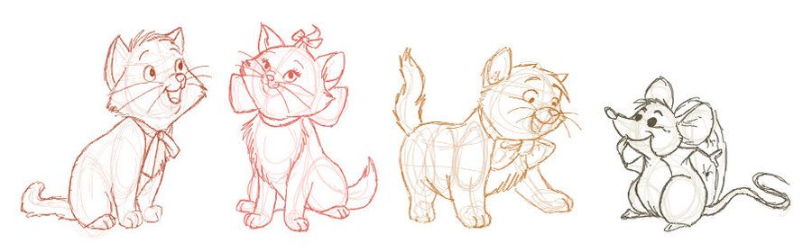 900x280 Aristocats Sketches By ~emerald Eden Disney - Aristocats Sketches