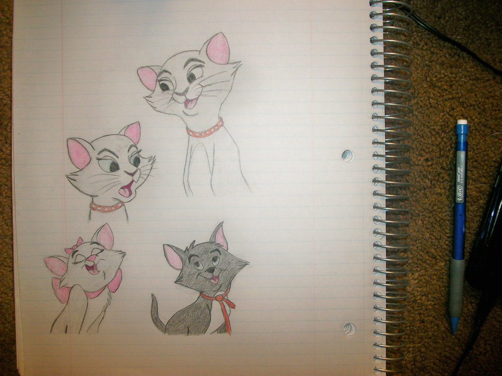 1024x768 Aristocats Sketches By Scamp4553 - Aristocats Sketches