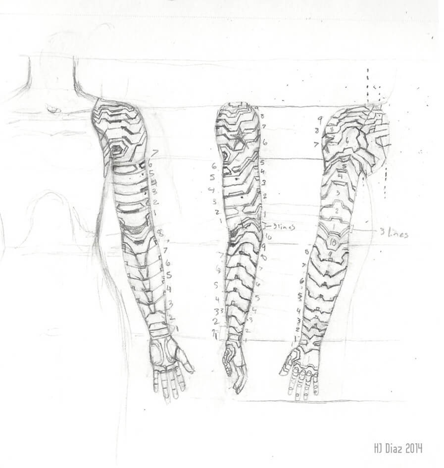 897x945 Winter Soldier Arm Sketch Hj - Arm Sketch