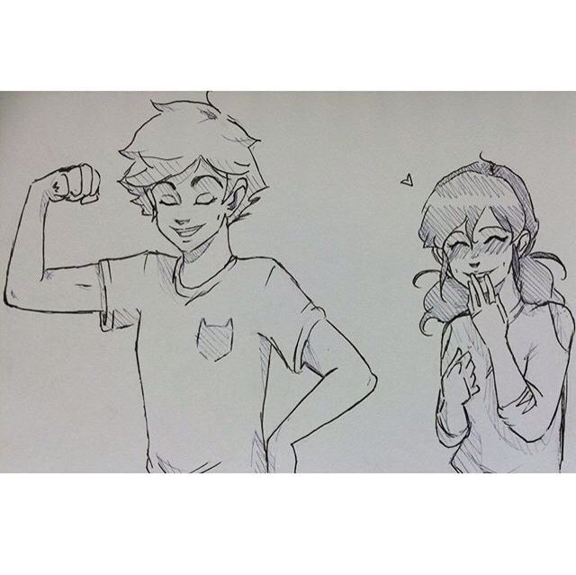 640x639 Arm Wrestling Part 4 Miraculous Ladybug Amp Chat Noir - Arm Wrestling Sketch