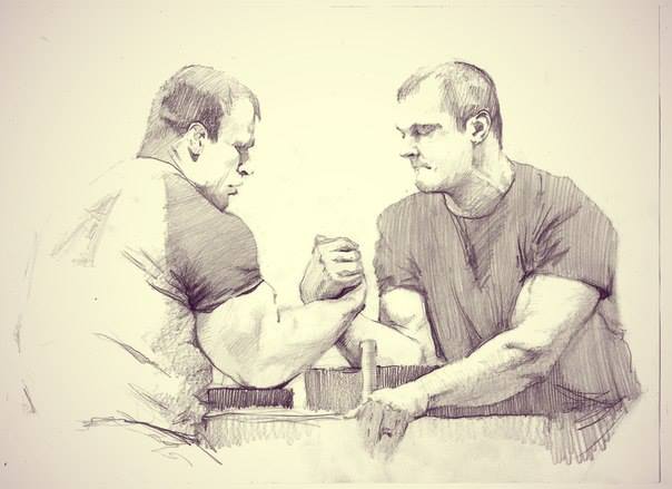 604x439 Armwrestlers Only Cyplenkov Vs Larratt - Arm Wrestling Sketch