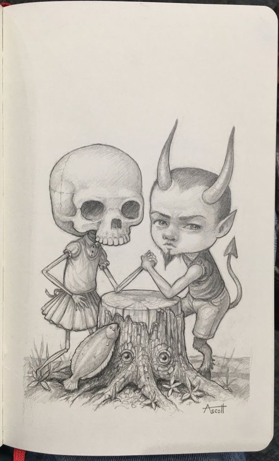 570x939 Original Drawing Arm Wrestling The Devil By Thomas By Thomasascott - Arm Wrestling Sketch