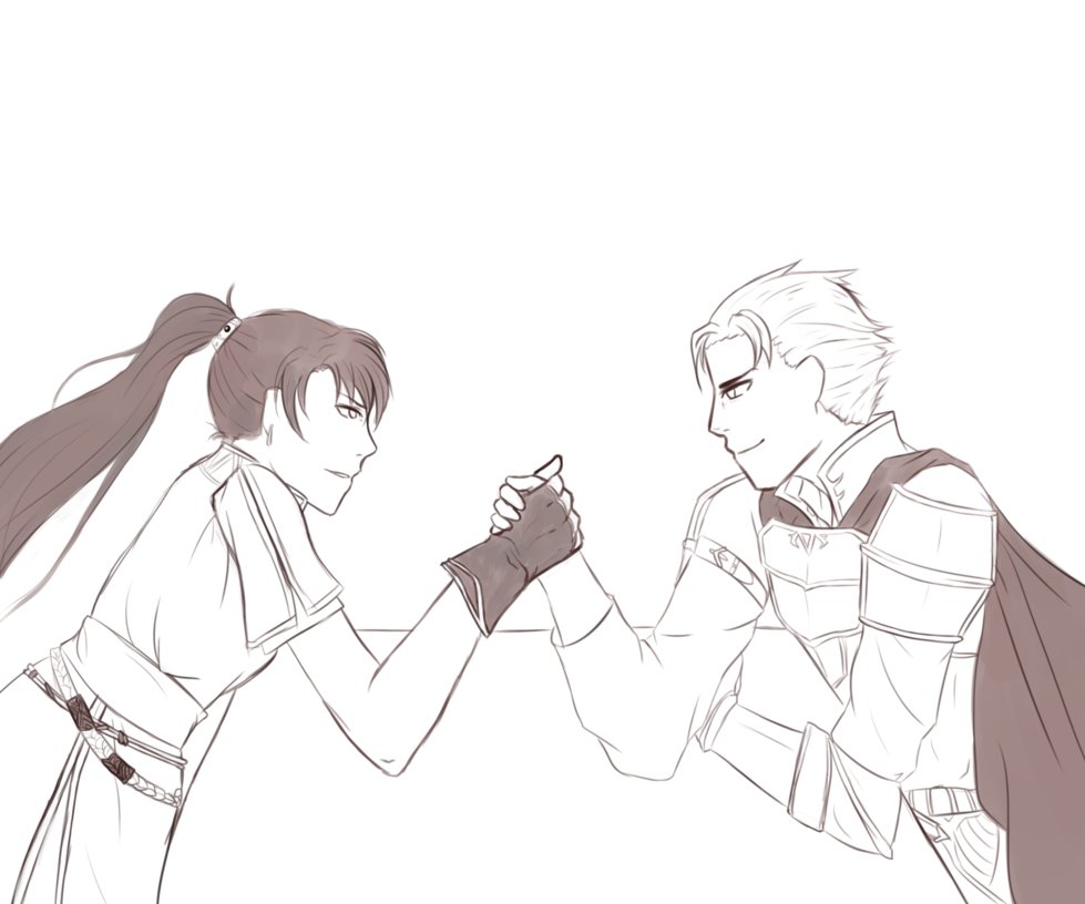 979x816 Sketch Hector X Lyn (Arm Wrestling) By Loustica - Arm Wrestling Sketch