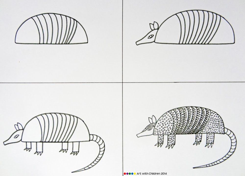 1000x717 Art With Children Drawing An Armadillo Tatouage - Armadillo Sketch