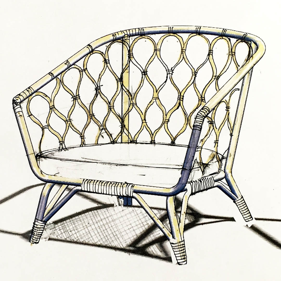 1080x1080 First Sketch Of Rattan Armchair For The Stockholm Collection - Armchair Sketch