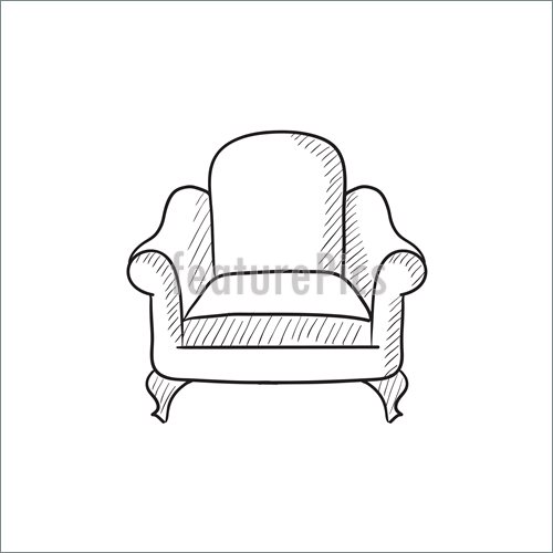 500x500 Illustration Of Armchair Sketch Icon. - Armchair Sketch