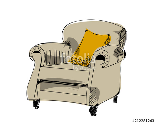 500x397 Armchair Sketch. Hand Drawn Chair. Vector Furniture Illustration - Armchair Sketch