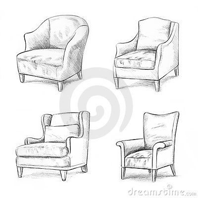 400x400 Sofa Sketch - Armchair Sketch