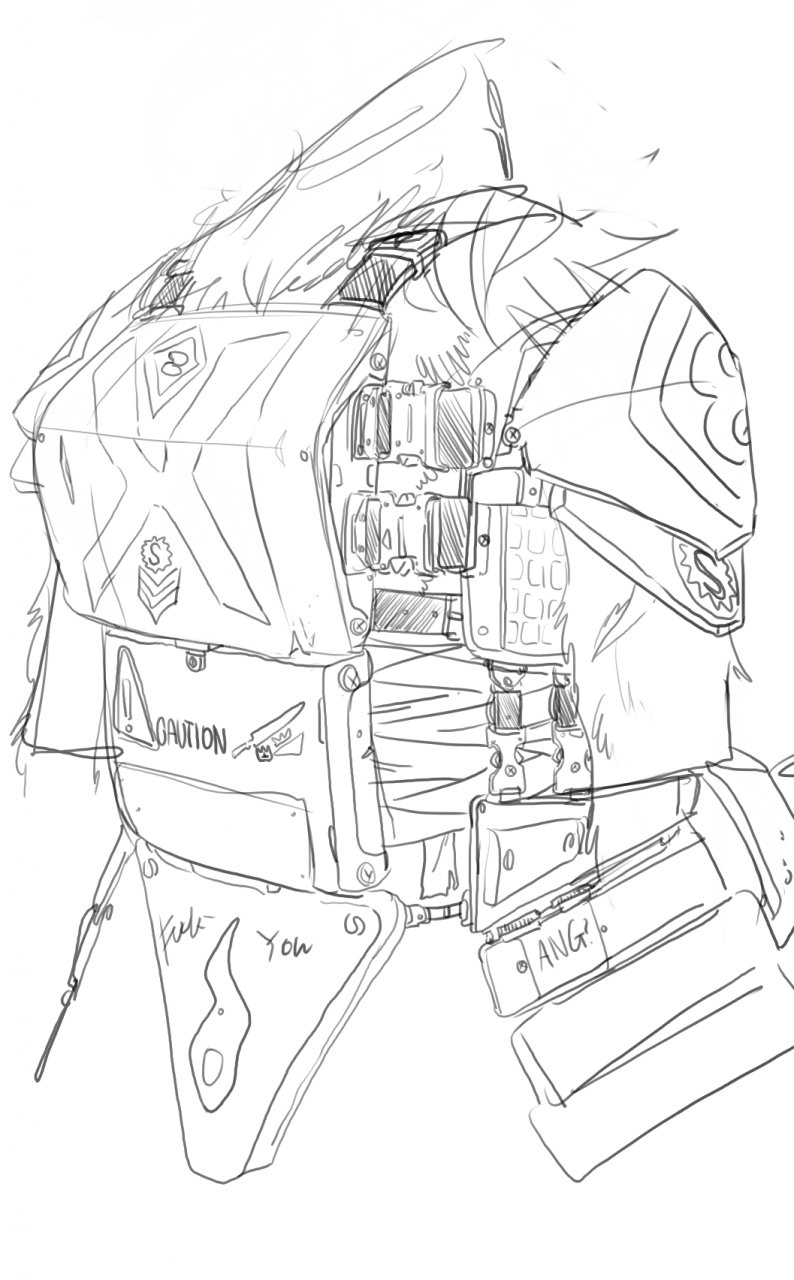 794x1280 Sergal Armor Sketch By Derfreischutz - Armor Sketch