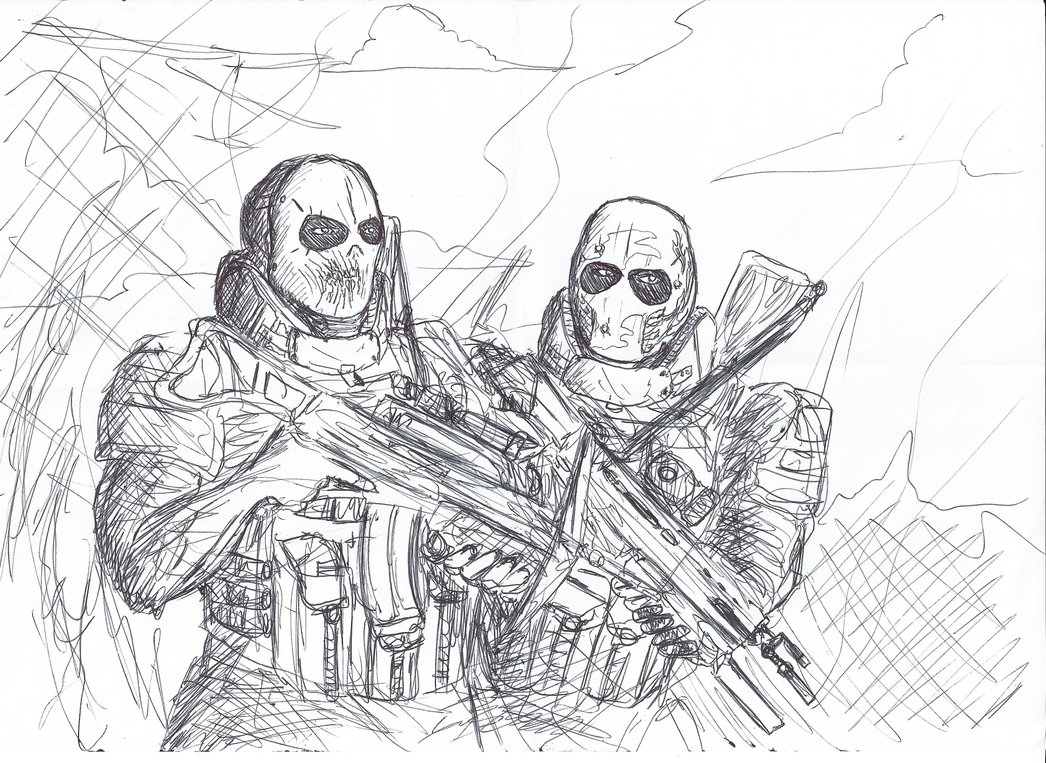 1046x763 Army Of Two Sketch By Spideyfan3714 - Army Sketch