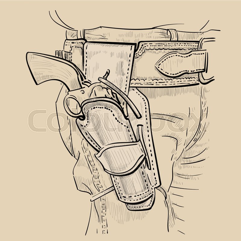 800x800 Cowboy Fast Draw Holsters With Revolver Colt Model 1873 Single - Army Sketch