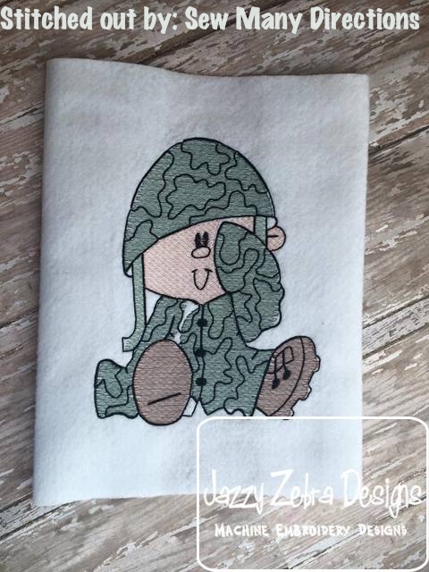 480x640 Kid Army Sketch Embroidery Design - Army Sketch
