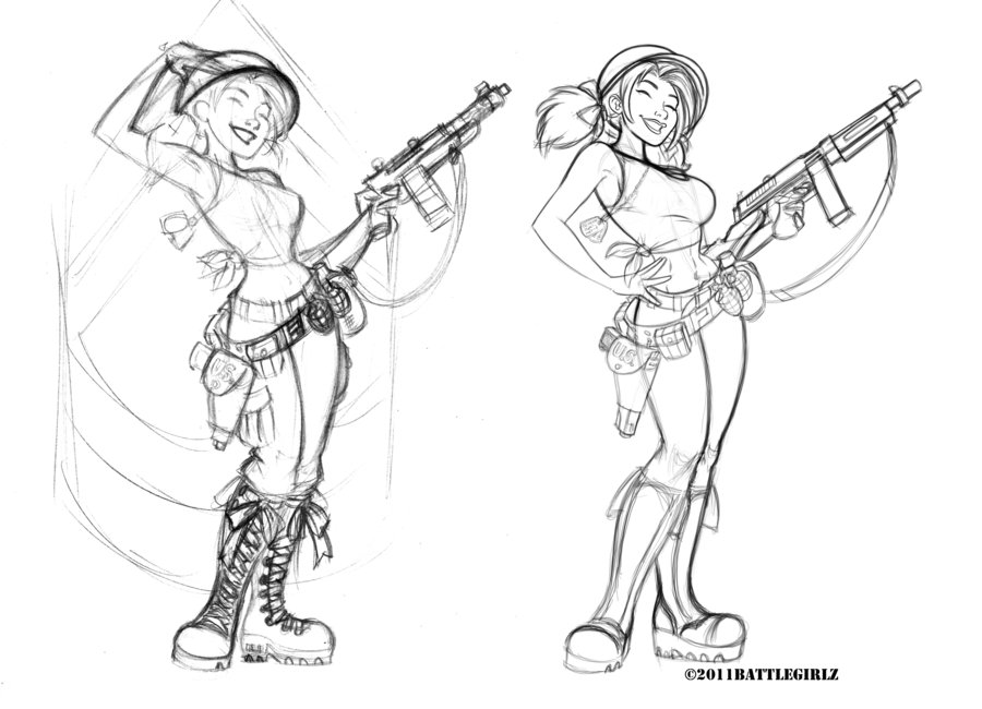 900x650 Sketchbook(Battlegirlz Army Sketch Progression) By Dagracey On - Army Sketch