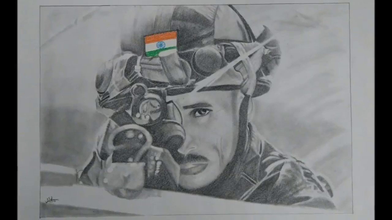 40+ Best Collections Pencil Art Indian Army Drawing