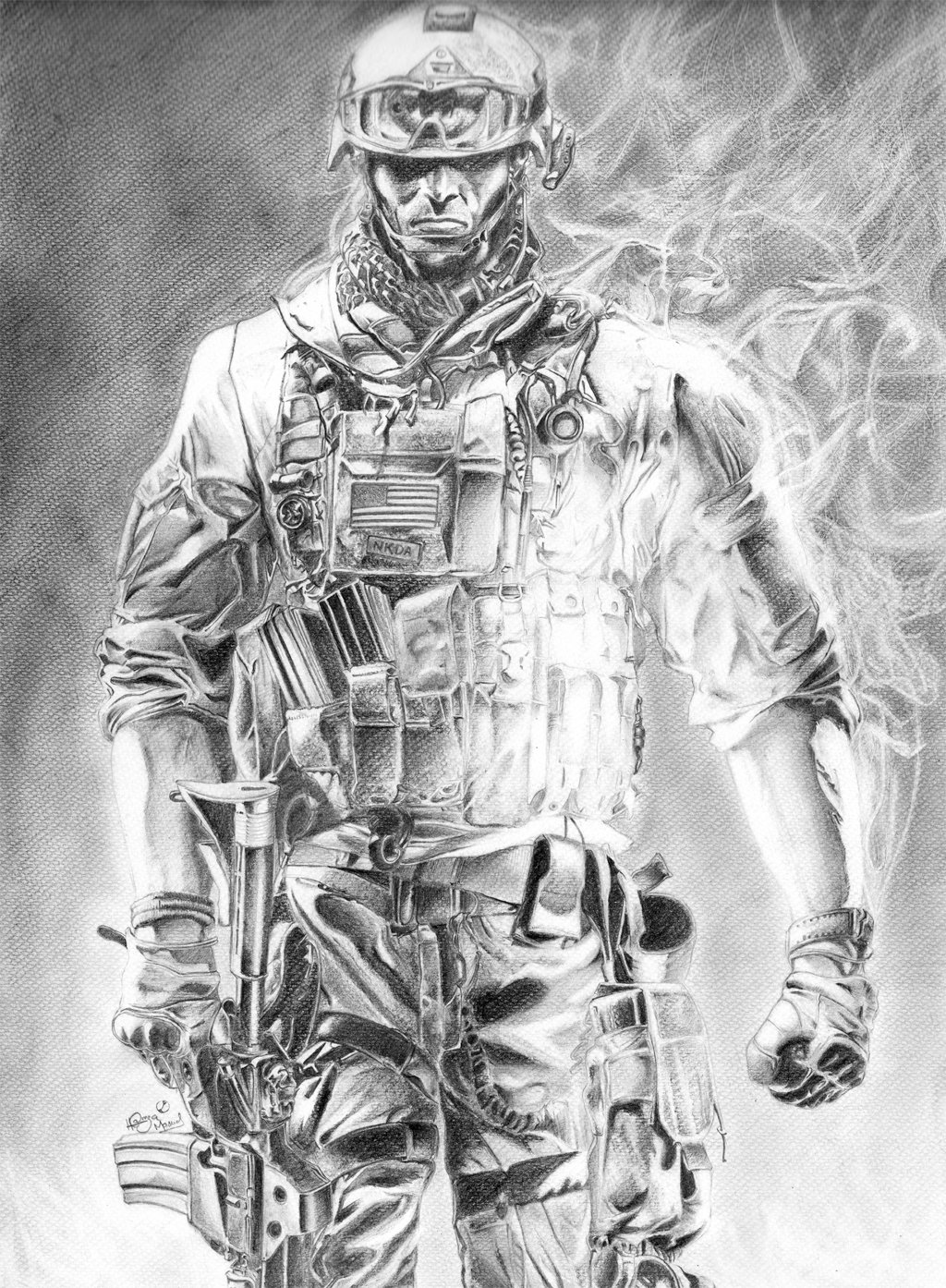 Army Soldier Sketch at PaintingValley.com | Explore collection of Army ...