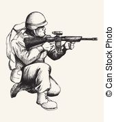 167x179 Soldier Army Action Hand Drawing. Good Use For Symbol, Web Icon - Army Soldier Sketch