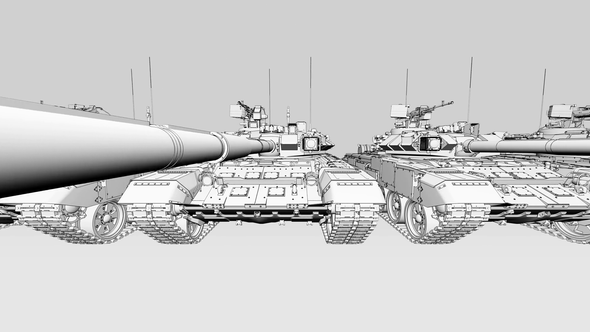 1920x1080 Infimite Army Tanks Row, Wide Angle Sketch Animation. Seamless - Army Tank Sketch