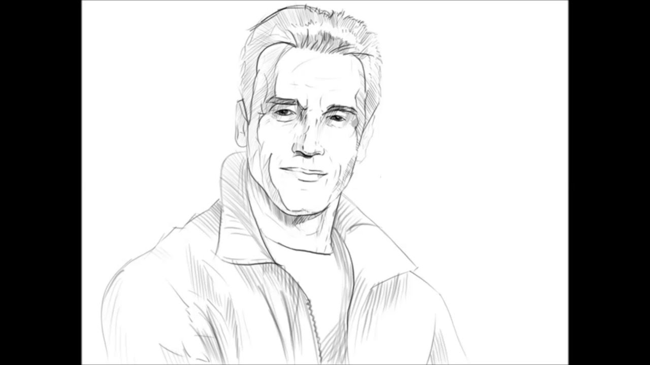 1280x720 How To Draw Arnold Schwarzenegger - Arnold Schwarzenegger Sketch