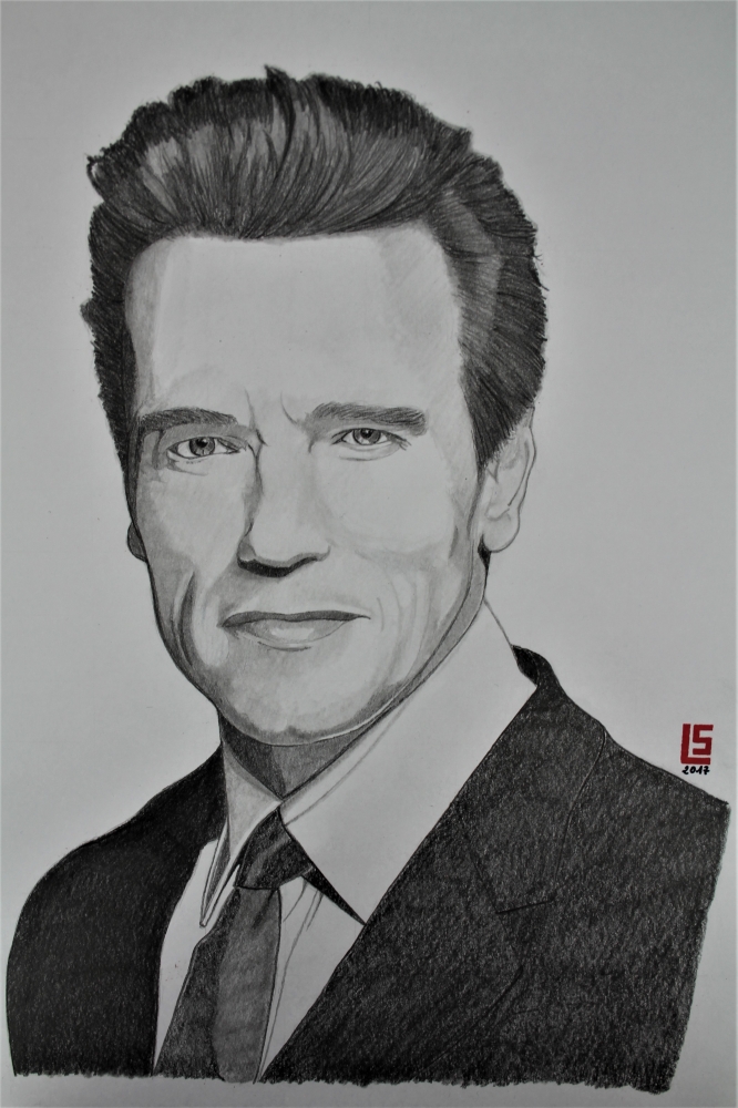 666x1000 Portrait Of Arnold Schwarzenegger By Kornog On Stars Portraits - Arnold Schwarzenegger Sketch
