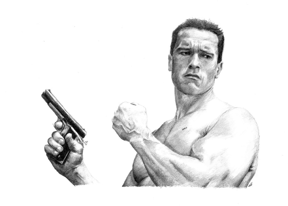919x660 Arnold Schwarzenegger Terminator Sketch Drawing Skill - Arnold Sketch