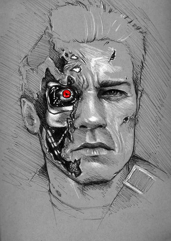 600x845 Terminator 2 T 800 - Arnold Sketch