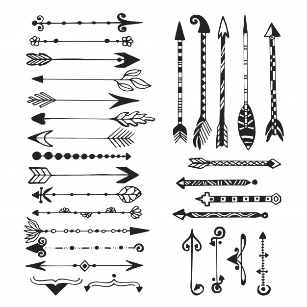 626x626 Cute Arrows, Hand Drawn Doodles Set. Tribal, Ethnic, Hipster - Arrow Sketch