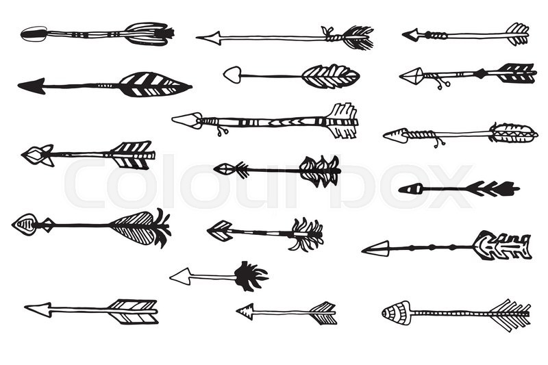 800x533 Doodle Hand Drawn Arrows Set. Vector Hand Drawn Sketch. Stock - Arrow Sketch