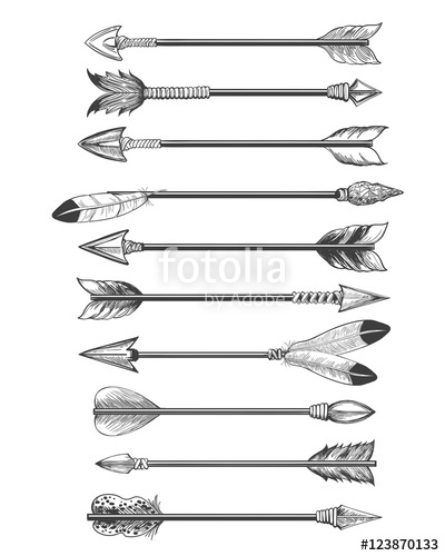 400x500 Hand Drawing Ethnic Arrows Isolated On White Background. Vector - Arrow Sketch