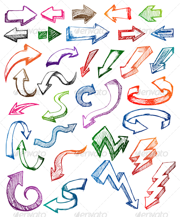 590x708 Set Of Arrow Sketch By Kuzzie Graphicriver - Arrow Sketch