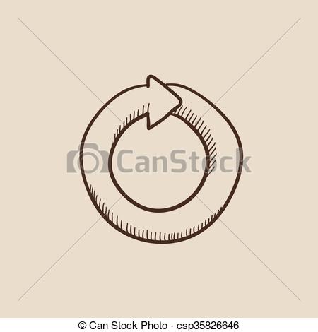 450x470 Circular Arrow Sketch Icon. Circular Arrow Sketch Icon For Web - Arrowhead Sketch