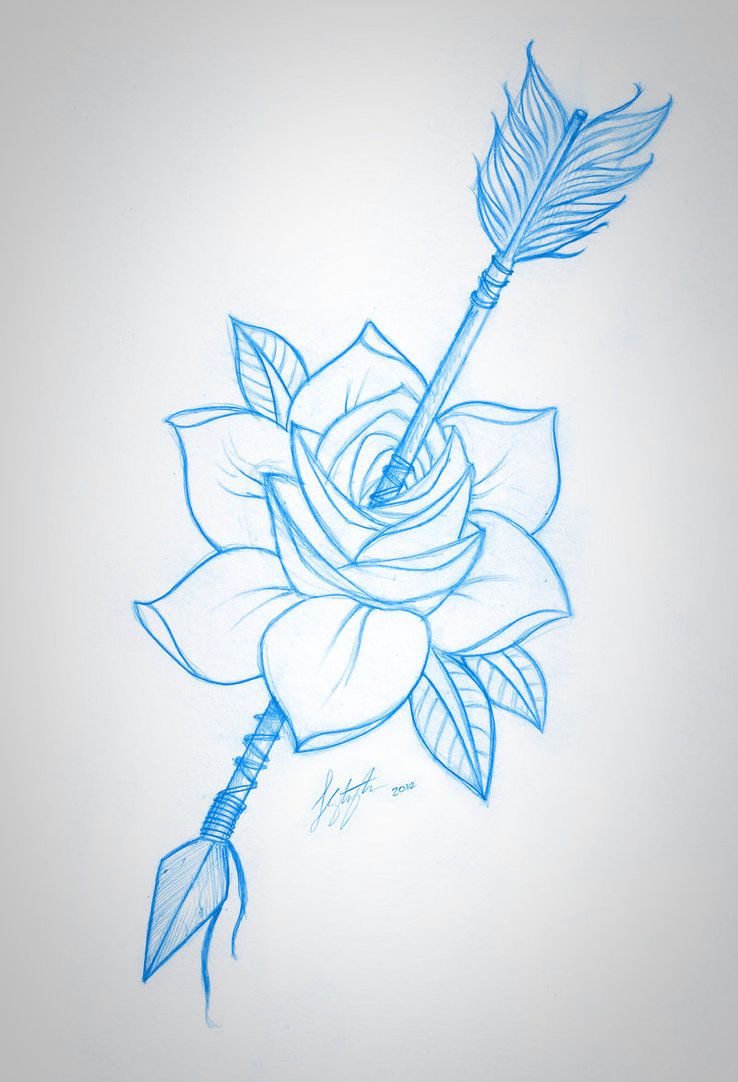 738x1082 Rose And Arrow Sketch Tats Tattoos, Arrow Tattoos - Arrowhead Sketch