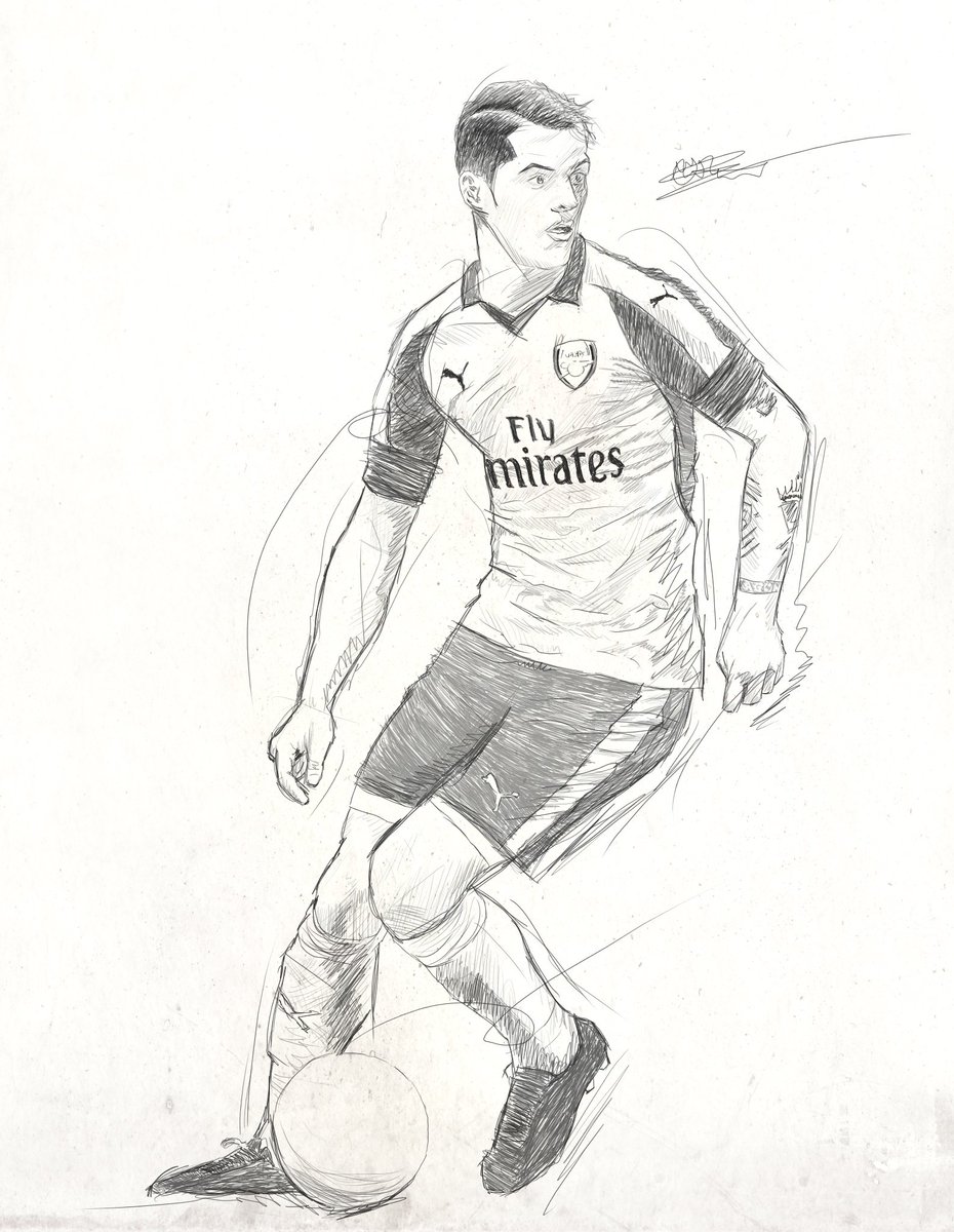 930x1200 Mark White On Twitter Did A Sketch Of Granit Xhaka In The New - Arsenal Sketch
