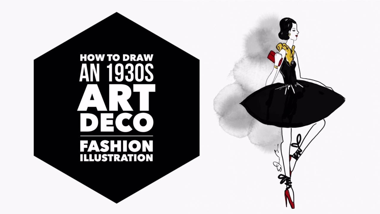 1280x720 How To Draw A Fashion Illustration 1930s Art Deco Style In - Art Deco Sketches
