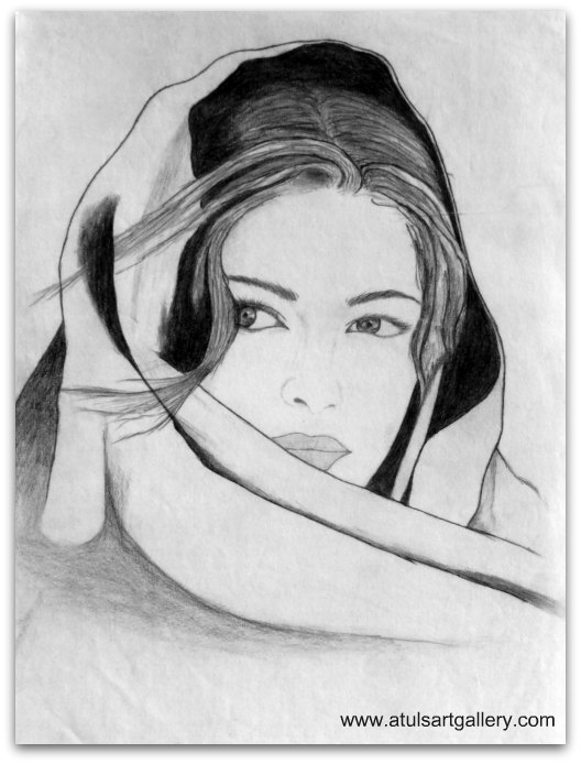 528x694 Atuls Art Gallery Female Sketches - Art Gallery Sketch