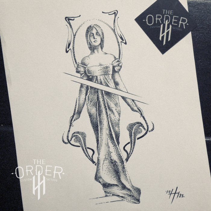 700x700 Art Nouveau Pointilism Drawing - Art Nouveau Sketches