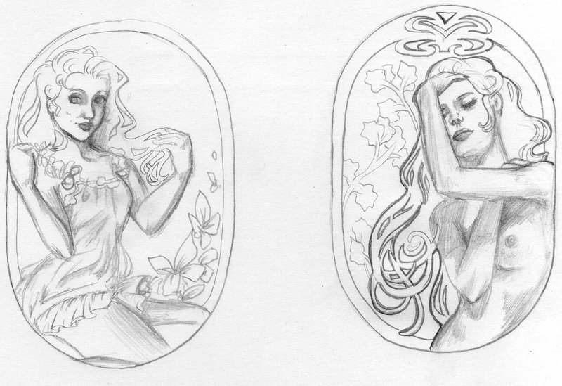800x549 Art Nouveau Tattoo Sketches By Mize Meow Devia On Art Nouveau - Art Nouveau Sketches