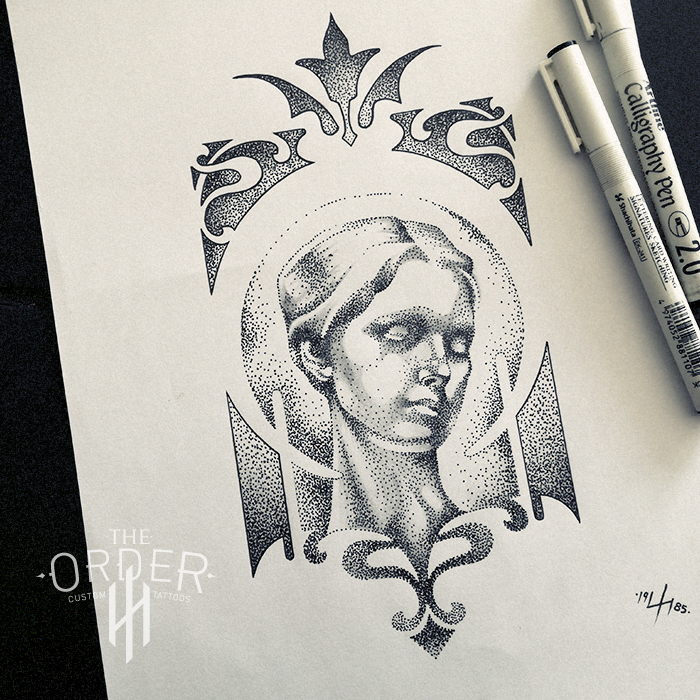 700x700 Art Nouveau Woman Face Drawing - Art Nouveau Sketches