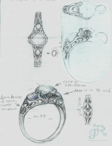 231x300 Drawings Amp Sketches Rosestone Jewelry - Art Nouveau Sketches