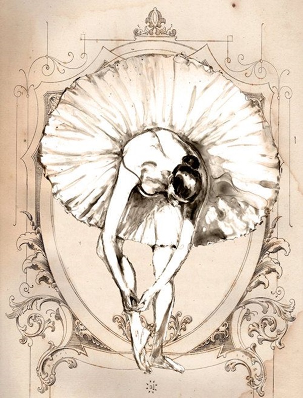600x787 40 Stunning Ballerina Drawings And Sketches - Art Nouveau Sketches