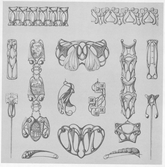 561x567 Image Result For Art Nouveau Jewelry Sketches Art Nouveau - Art Nouveau Sketches