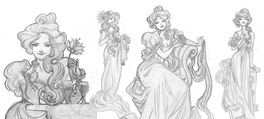 900x409 More Art Nouveau Ladies By Kyla79 - Art Nouveau Sketches