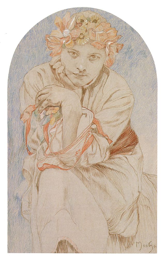 635x1000 Page Envisage Artist Alphonse Mucha Style Romanticism Genre - Art Nouveau Sketches