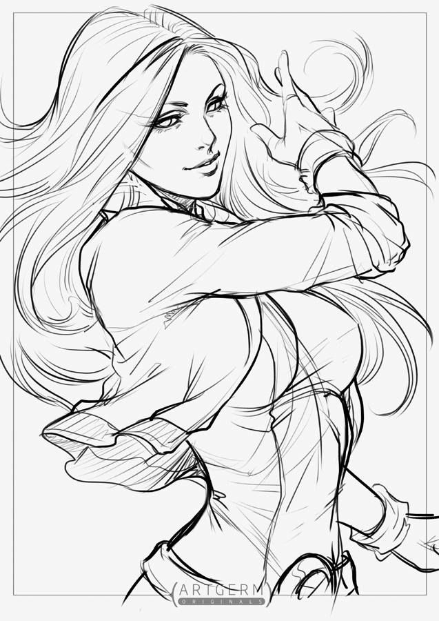 637x900 Rogue Sketch Work By Artgerm Desenho Rogues - Artgerm Sketch