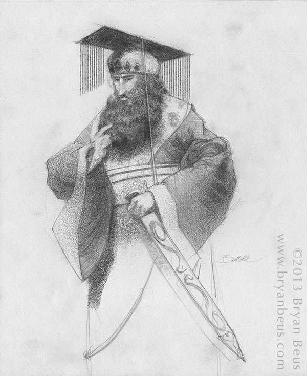 600x734 Mysterious Sketch Of Chinese Emperor Resembles King Arthur Bryan - Arthur Sketch