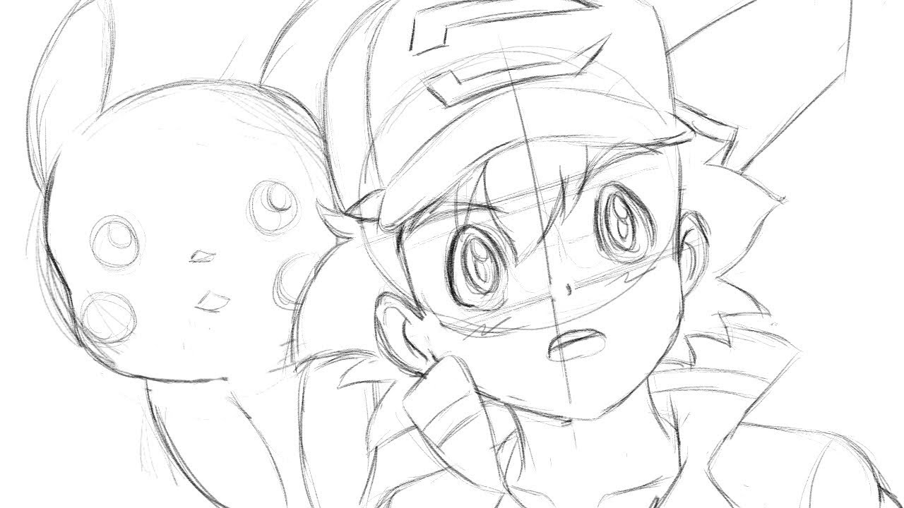 1280x720 Drawing Ash ( Pokemon Movie 2018) Sketch - Ash Sketch