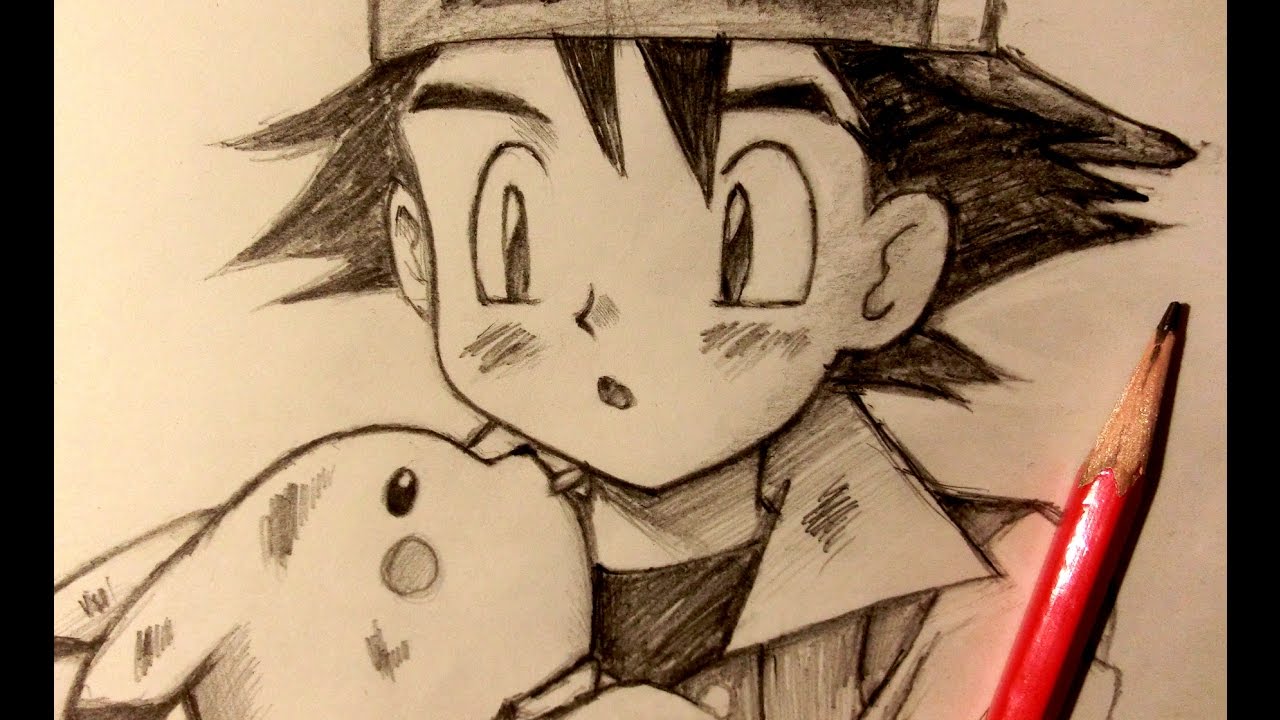 1280x720 Asmr Pencil Drawing 38 Ash Ketchum (Request) - Ash Sketch